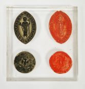 Bronze seal matrix, probably medieval of elliptical design with loop to reverse, depicting a