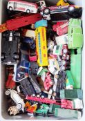 LOT WITHDRAWN  Large quantity of playworn diecast model cars to include Dinky, Burago, Corgi,