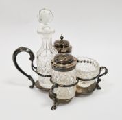 Victorian silver and glass condiment set, London 1873, Martin, Hall & Co, comprising set of