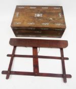 19th century rosewood writing slope with mother of pearl floral and foliate inlay and brass recessed