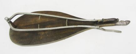 Early to mid 20th century French ham holder or jamonero, the white metal mounts including a cast pig