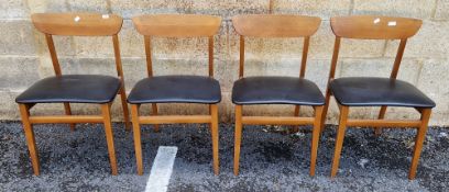 Kofod Larsen for G-Plan a set of four mid-century teak Danish design dining chairs with bar backs