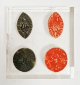 Bronze seal matrix, elliptical with loop to reverse, probably medieval, of Ecclesiastical design,