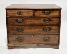 Early 19th century mahogany chest, the rectangular top with thumbmoulded edge, over two short and