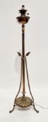 Victorian brass and copper oil lamp later converted to an electric standard lamp, comprising a