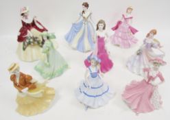 Nine Coalport bone china figures of ladies, comprising Holly Bright from the Celebration of the