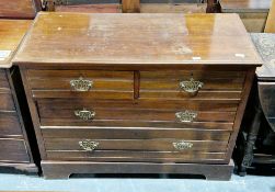 Edwardian mahogany chest, the rectangular top with thumb-moulded edge, over two short and two long