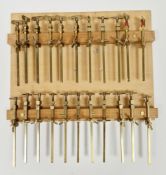 20 miniature brass sash/bar clamps by Yamazaki, two others and two pairs of steel similar (13cm,