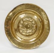 Nuremberg brass alms dish, late 16th/early 17th century, with repousse gadrooned central boss