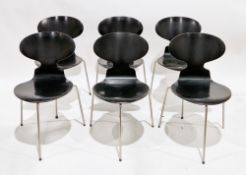 Arne Jacobsen for Fritz Hansen a set of six mid-century model 3100 ant chairs, being bent plywood