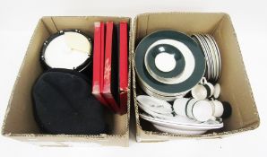 Collection of military The Royal Green Jackets and Rifle Brigade items including two green berets,