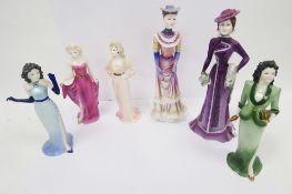 Collection of Coalport bone china figures of ladies, comprising four figures from the West End Girls