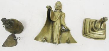 South East Asian polished gilt cast metal figure of a standing Buddha, possibly 19th century,