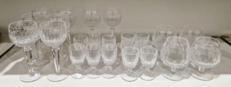 Waterford cut glass part table service, Colleen pattern,  20th century, etched marks, lens and