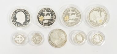 Collection of silver proof and other coins including 2 x 1998 Bailiwick of Guernsey 80th anniversary