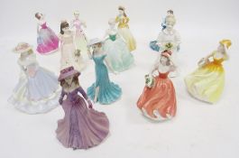 12 Coalport bone china small figures of ladies including The Bridesmaid, Debutante of the Year