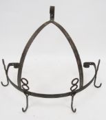 19th century style metal demi-lune game hooks, 41cm high x 55cm wide
