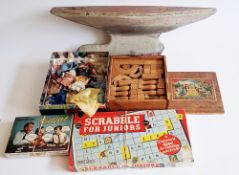 Vintage children's toys and board games to include Waddingtons Shop, Spear's Frog Race, Spear's