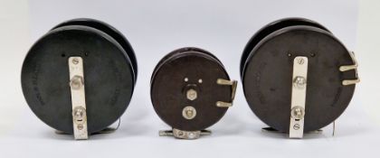 Collection of nine fishing reels including Two Allcock Aerialite 5