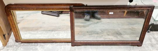 Victorian walnut and Tunbridge ware style inlaid overmantel mirror, 50cm x 81cm together with