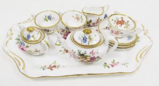 20th century Hammersley bone china part doll's tea service, printed green marks, printed with