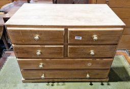 19th century pine table-top multi-drawer cabinet comprising a bank of four short and two long