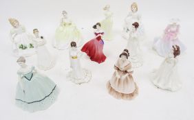 Collection of Coalport bone china small figures of ladies including Sophie, Savannah, Crystal,