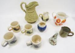 Collection of Boz Castle studio pottery mocha ware by Roger & Tim Irving-Little, impressed marks,