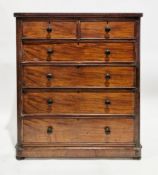 Victorian mahogany chest, the rectangular top with rounded front corners over two short and four