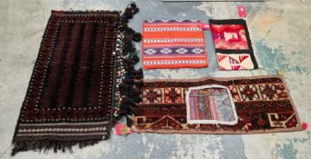 Persian carpet gypsy pillow, with shell and tasselled edge, 107cm x 57cm, hand woven Persian