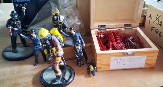 Quantity of Fire Engine related figures to inlcude ladders, Fire Officers, etc together three Bygone