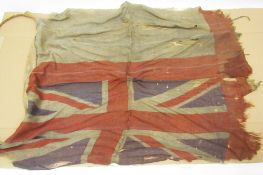 Union Jack type flag, possibly Royal Naval Ensign (poor condition), 72cm x 94cm approx.