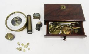 Mixed lot of collectables including gilt metal trinket box with hinged bevelled glass lid opening to