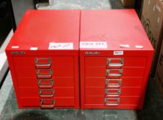 Two Bisley red five-drawer cabinets (2)