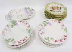 French St Clement faience asparagus service, late 19th century, printed green marks, comprising a