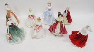 Collection of Royal Doulton bone china figures of ladies, comprising Marie HN3357 (x2), Pretty