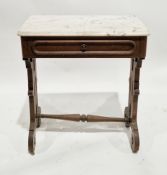 Victorian marble topped mahogany washstand the single drawer with over moulded decoration, on