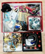 Mixed lot of costume jewellery including Christian Dior gold-tome necklace with multi-coloured glass