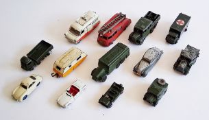 Collection of twenty-three Dinky diecast vehicles, all loose and playworn, including Rolls-Royce