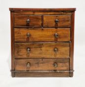 Victorian mahogany chest, the rectangular top with rounded front corners, over two short and three