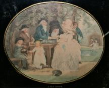 George Morland (1762/63-1804) Pair coloured stipple engravings  St James's Park and a Tea Garden,