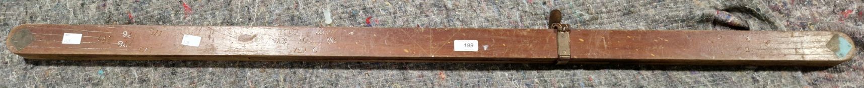 WWII folding wooden measure and level MK4 with integrated spirit level, named for P.A.Coe., dated