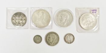 Collection of silver coins including Chinese 1911-1915 Yunan Province 50 fen, 1780 Austria Maria