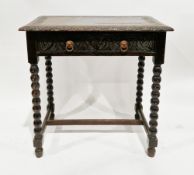 19th century dark oak side table in the 17th century manner, the rectangular top with a lunette