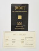 Elizabeth II commemorative Queen's 95th birthday 1 gram 0.999 gold ingot issued in 2021, 10.6mm x