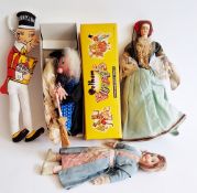 Boxed Pelham Puppets SM Witch together with Sunny Jim Rag doll and two other dolls (4)