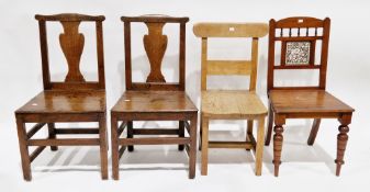 Collection of five chairs including a pair of George III oak side chairs with shaped solid splats