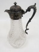 Victorian silver-mounted cut glass claret jug, hallmarked Sheffield 1898, makers marks for Fenton