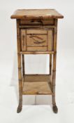 Bamboo wicker and pine bedside cabinet, in the aesthetic movement-style, the square top over a