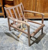 Mid-century RW Toothill Afromosia teak framed lounging chair (webbing broken and no seat or back